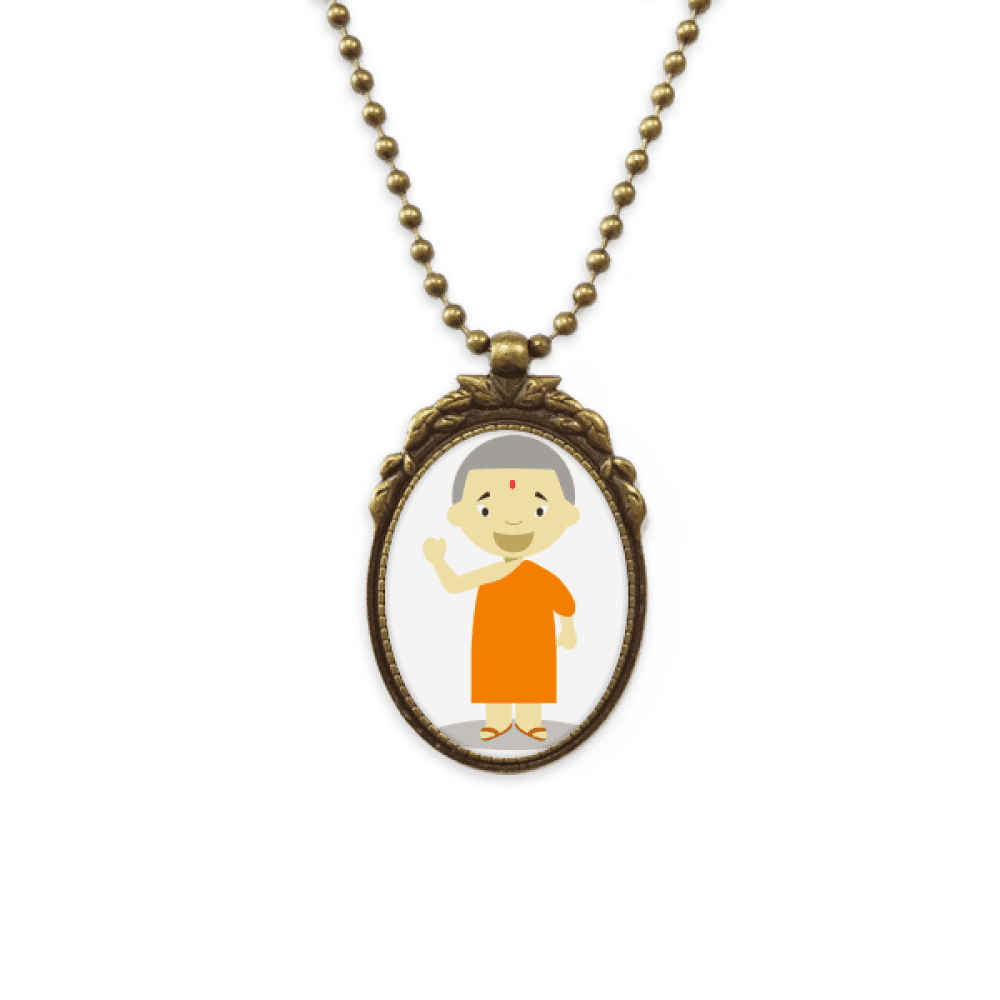 Orange Gown Monk Nepal Cartoon Antique Necklace Vintage Bead Pendant  Keychain - Walmart.com
